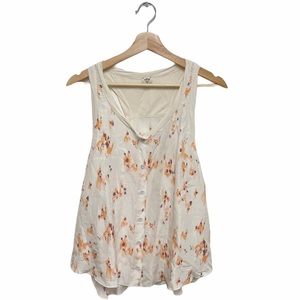 Wilfred Sleeveless Silk Ivory Floral V-Neck  Top